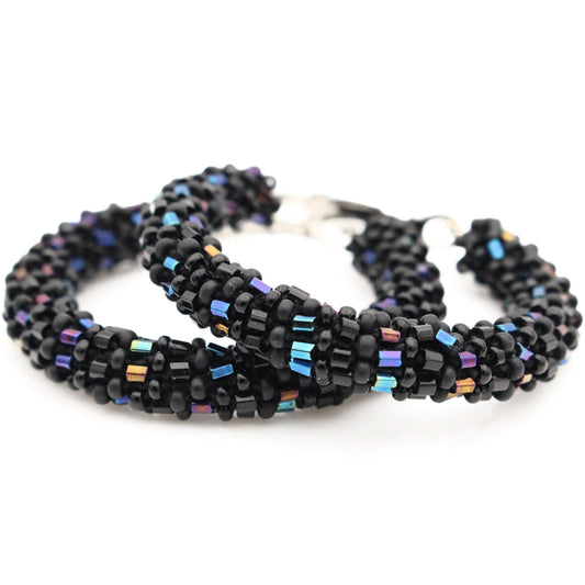 Iridescent & Matte Black Semisolid Hoop Earrings