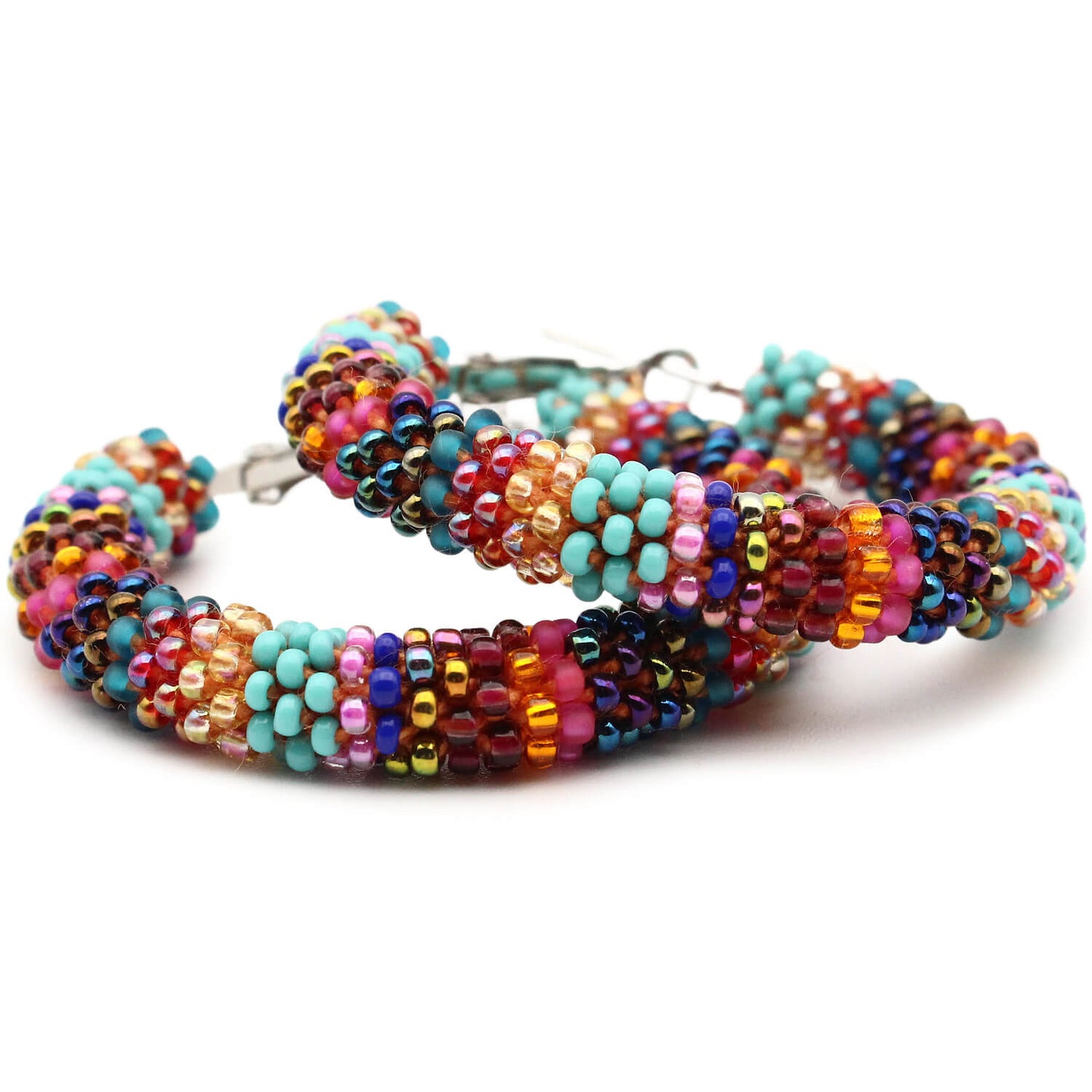 Fireside Tapestry Textile Hoop Earrings