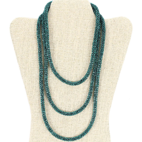 Emerald Semisolid 63" Triple-Wrapper Necklace - LOTUS SKY Nepal Bracelets