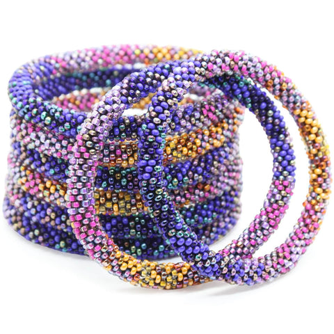 Autumn Color Explosion Ombré (5 Pack) - Handcrafted Glass Bead Nepal Bracelets