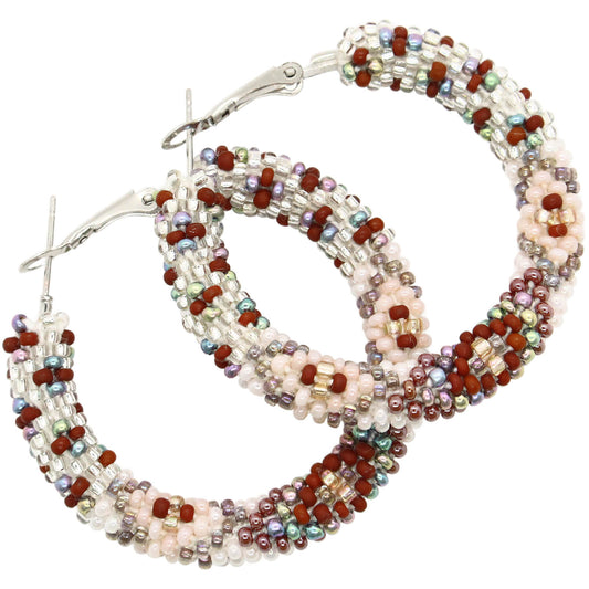 Snowlight on Rust Hoop Earrings