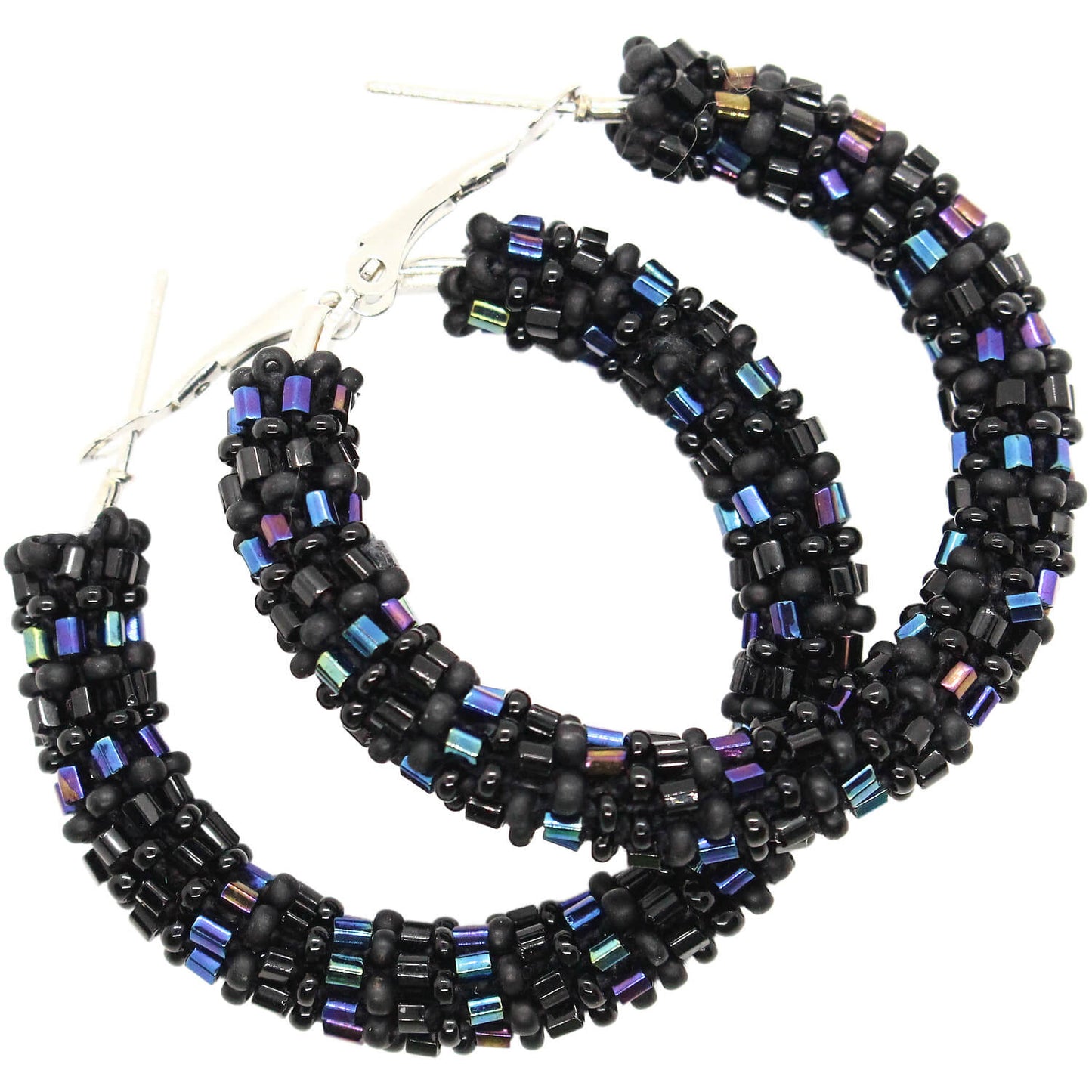 Iridescent & Matte Black Semisolid Hoop Earrings