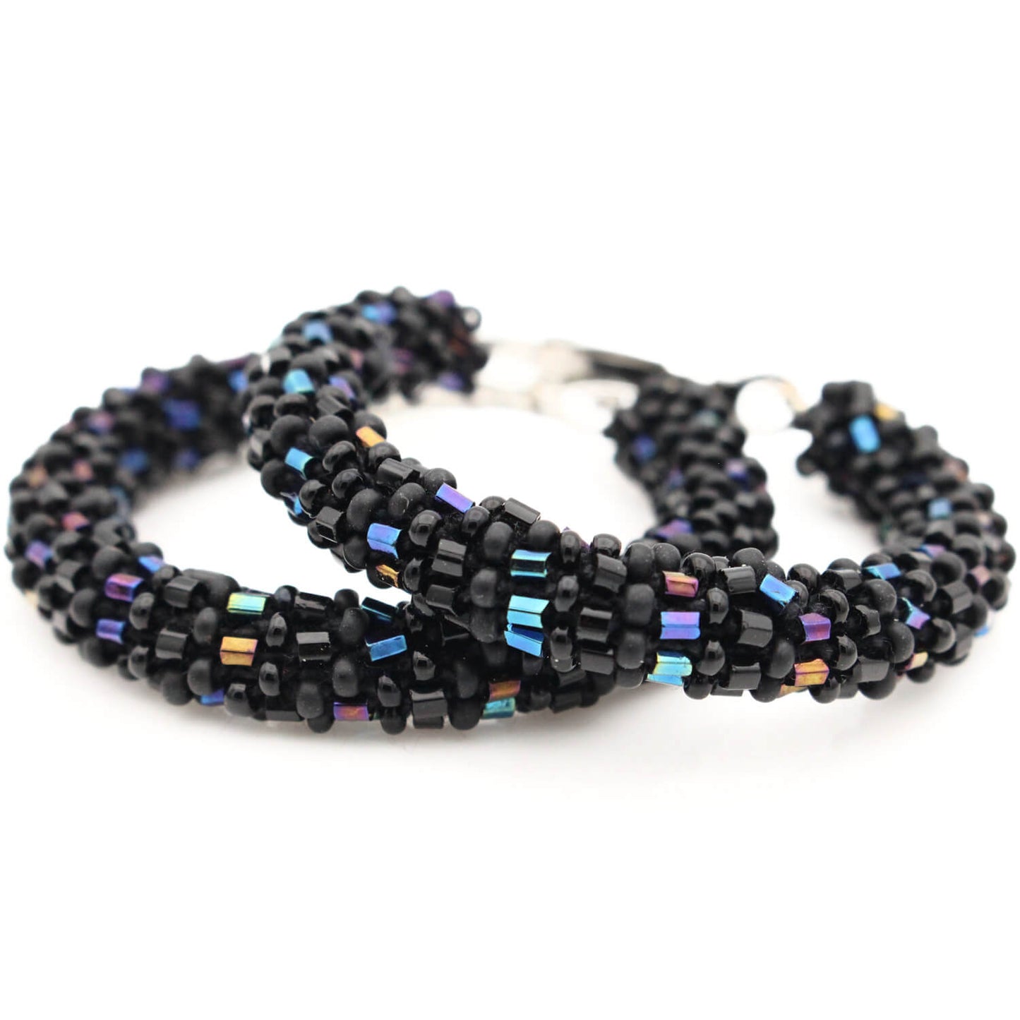 Iridescent & Matte Black Semisolid Hoop Earrings