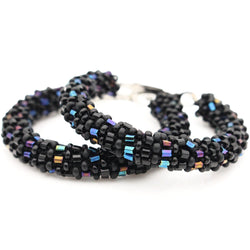 Iridescent & Matte Black Semisolid Hoop Earrings