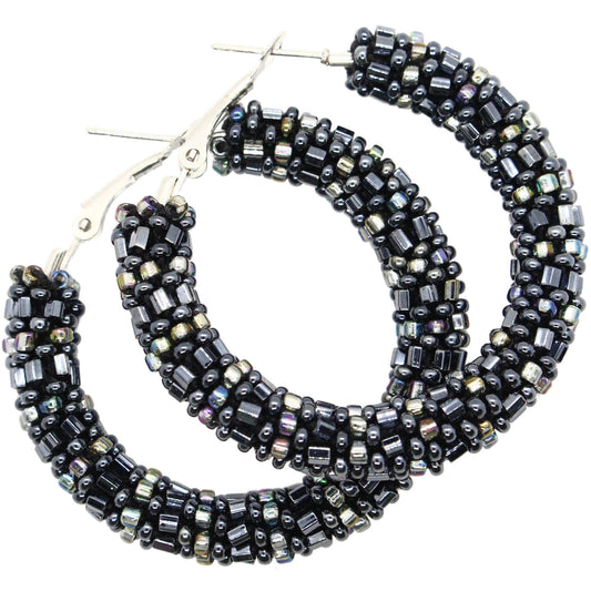 Gunmetal Semisolid Hoop Earrings