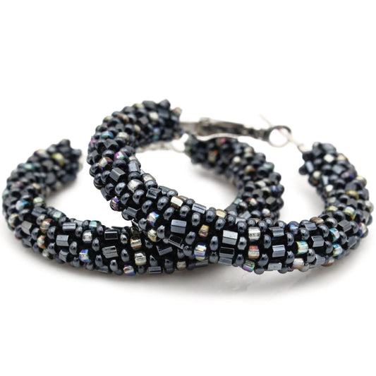 Gunmetal Semisolid Hoop Earrings