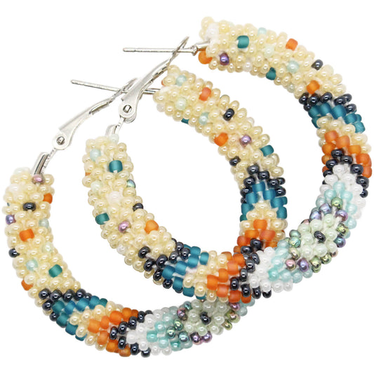 Cream & Cactus Hoop Earrings