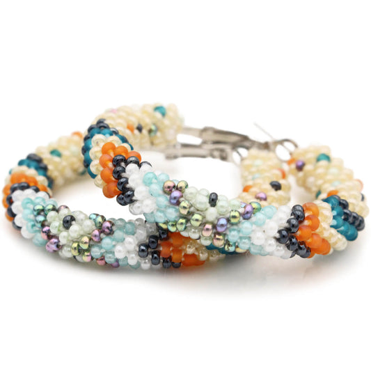 Cream & Cactus Hoop Earrings