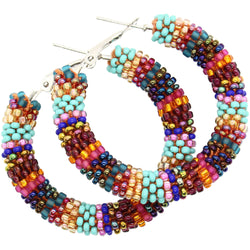 Fireside Tapestry Textile Hoop Earrings