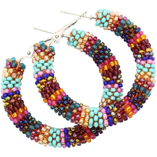 Fireside Tapestry Textile Hoop Earrings