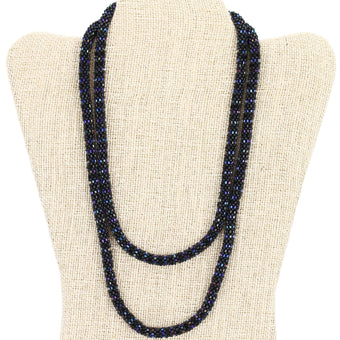 Iridescent & Matte Black Double-Wrapper 42" Necklace