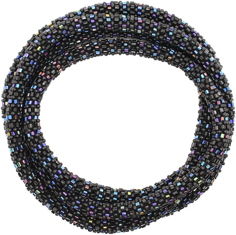 Iridescent & Matte Black Double-Wrapper 42" Necklace
