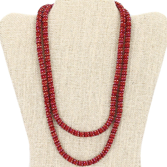 Merlot Semisolid 42" Double-Wrapper Necklace