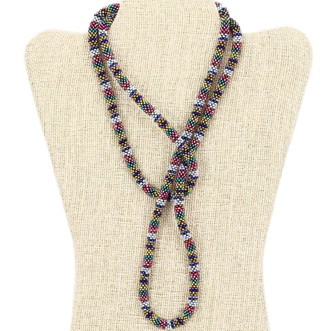 Bejeweled Obsessions Textile 44" "Bolo Tie" Necklace