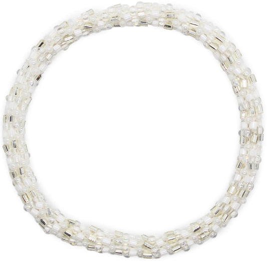 Classic White "Slender Stacker" Bracelet - LARGE ONLY! - LOTUS SKY Nepal Bracelets