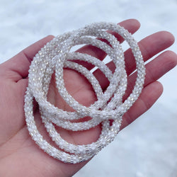 Classic White "Slender Stacker" Bracelet - LARGE ONLY! - LOTUS SKY Nepal Bracelets