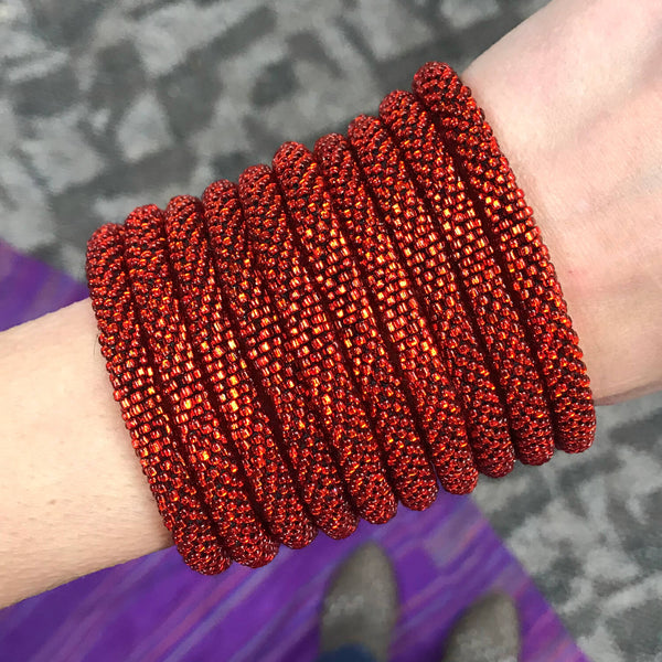 Glinting Red Solid - LOTUS SKY Nepal Bracelets