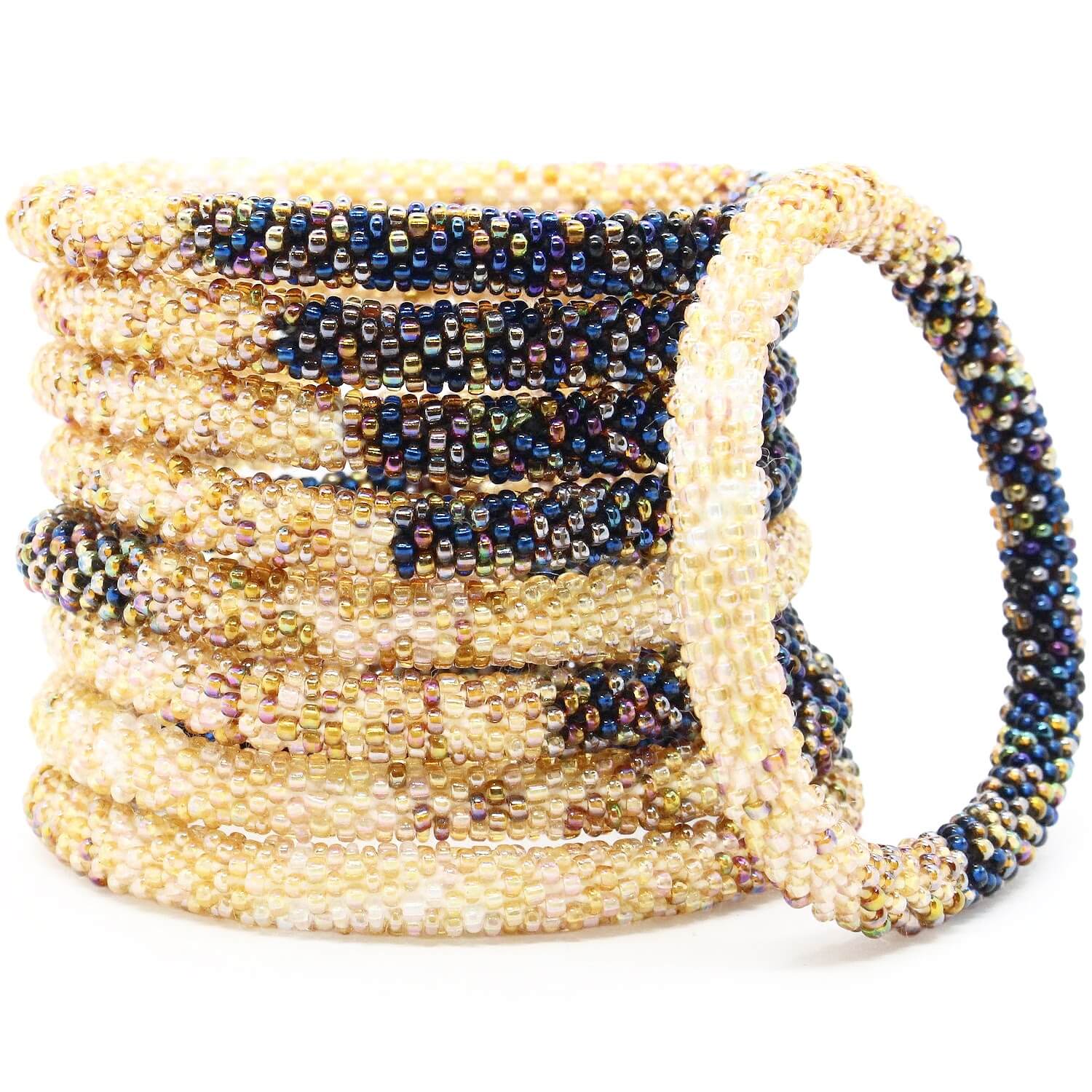 Navy Khaki Ombré 2 - LOTUS SKY Nepal Bracelets