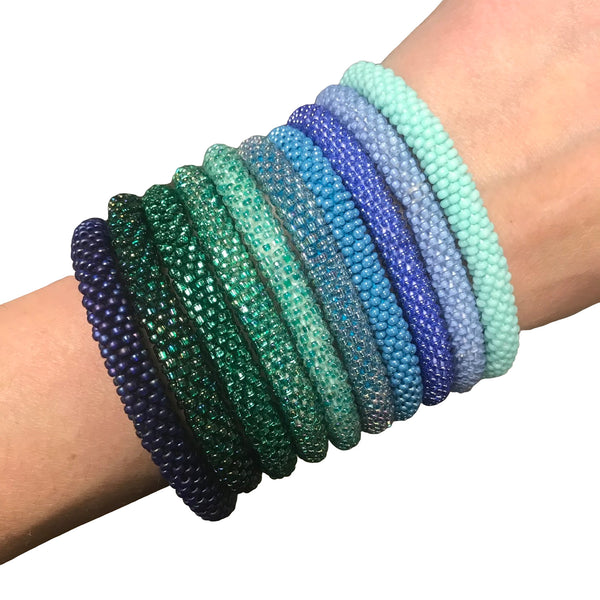 Assorted Blue/Green SOLIDS Grab Bag - LOTUS SKY Nepal Bracelets