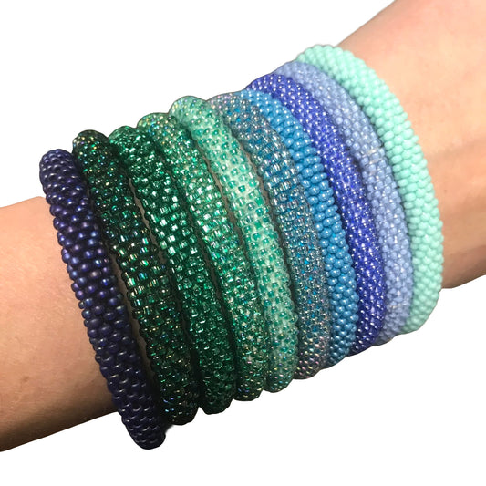 Assorted Blue/Green SOLIDS Grab Bag - LOTUS SKY Nepal Bracelets