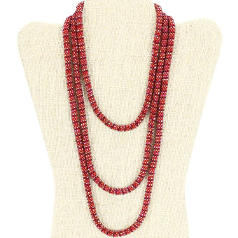 Garnets & Rubies Semisolid 63" Triple-Wrapper Necklace