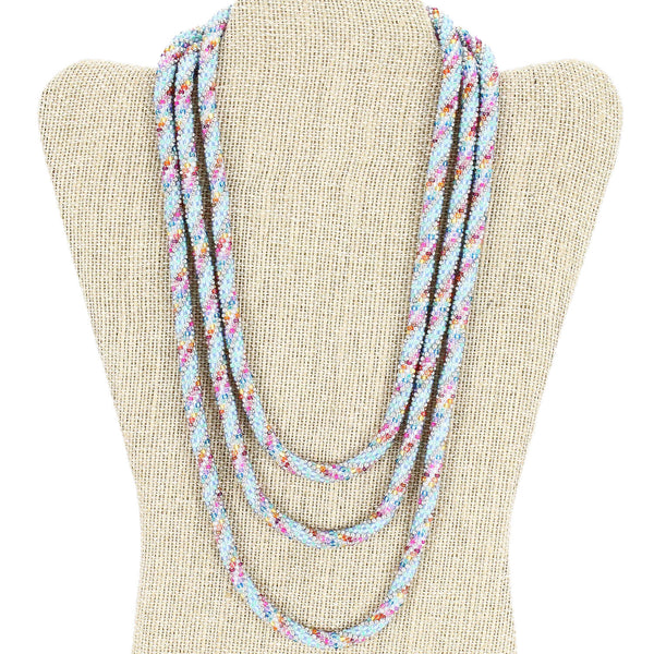 Rainbow in a Waterfall 63" Triple-Wrapper Necklace - LOTUS SKY Nepal Bracelets