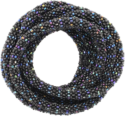 Iridescent & Matte Black Semisolid 63" Triple-Wrapper Necklace